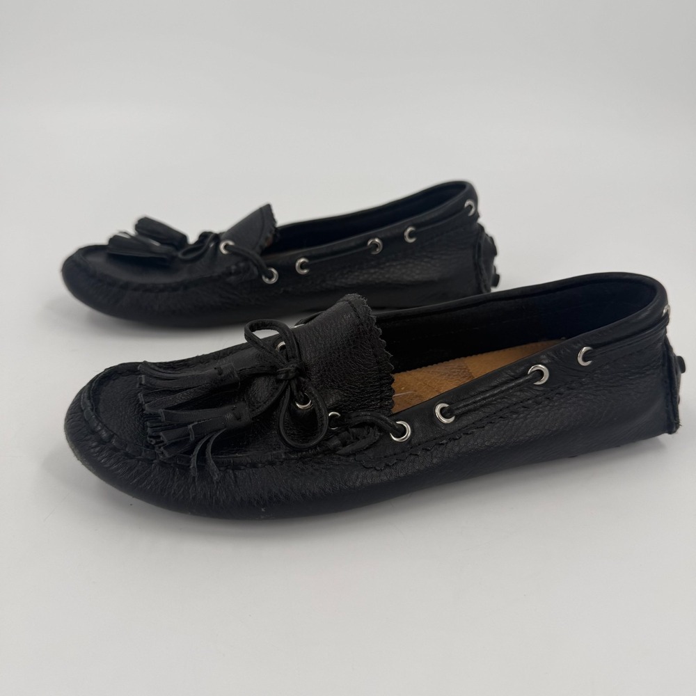 Coach Nadia Driving Loafers Womens Size 5B Black Pebbled Leather Tassel Slip On